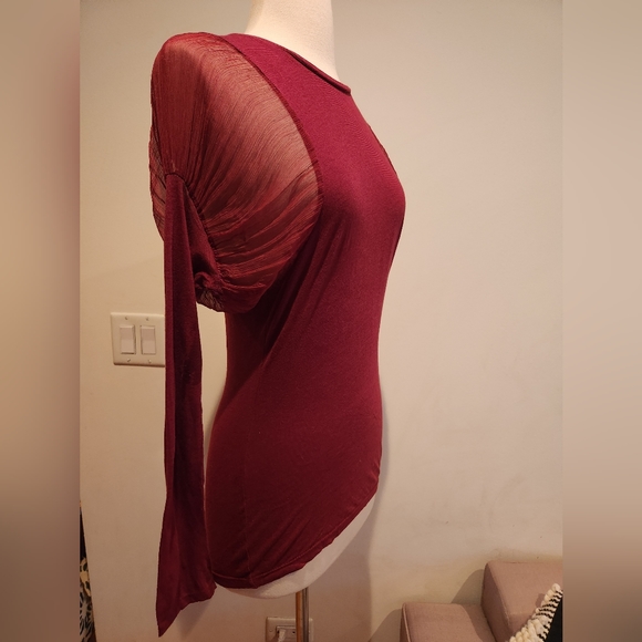 Buddhist Punk Long Sleeve Tee with Sheer Shoulder Detail, Size M - Picture 6 of 8